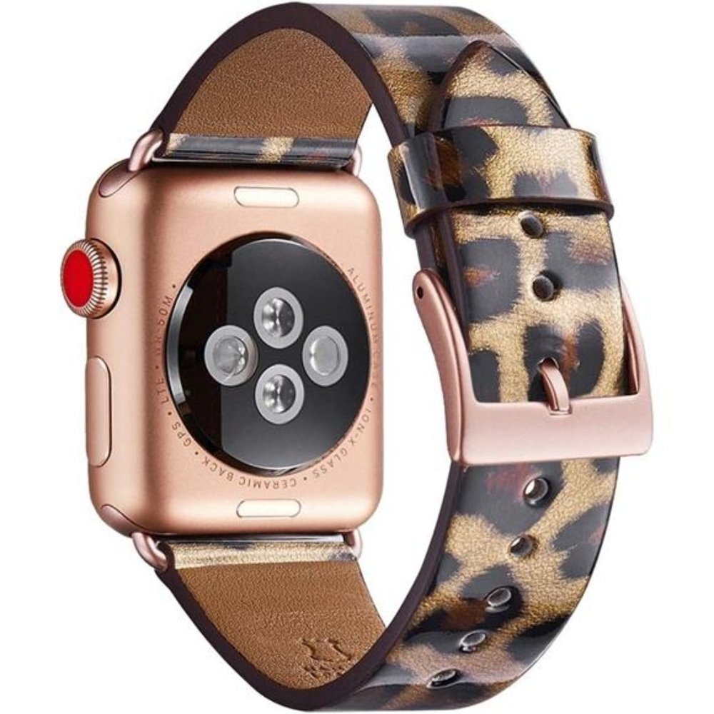 Apple Watch Band with Leopard Print Leather